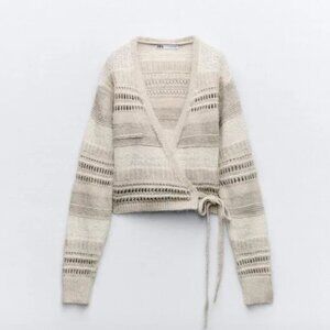 NWT ZARA KNIT WRAP TOP ECRU